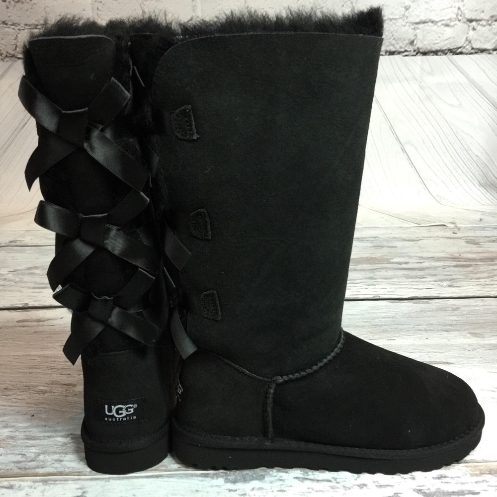 Tall Black Bow Uggs